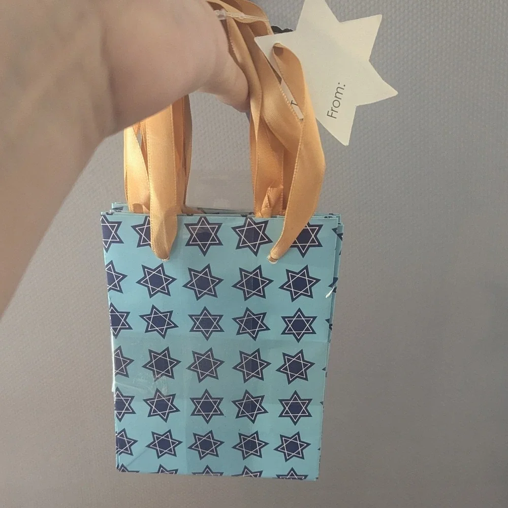NWT Ashland Hanukkah Gift Bags 2 Sets of 6 (12 Total) Star of David Blue Gold